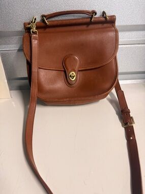 Coach Saddle-Style Leather Shoulder Bag in Chestnut Brown